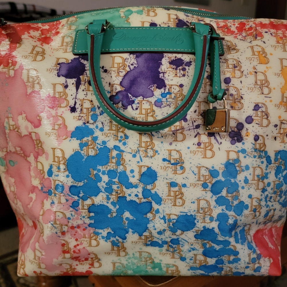 Dooney & Bourke Venessa Paint Splash Tote Bag. Removable & Adjustable strap.